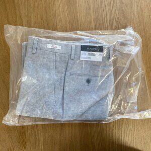 Jos A Bank Linen Cotton Trousers Light Grey Slim Fit 30x32 NWT